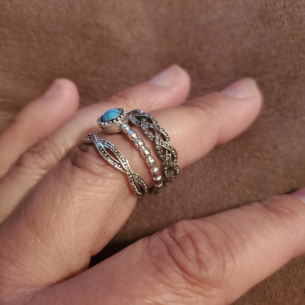 Turquoise Stackable Ring Set - image 2